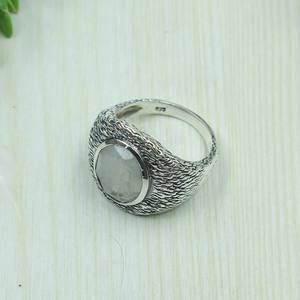 Natural Moonstone 925 Sterling Silver <b>Ring</b> Handmade Textured <b>Statement</b> <b>Ring</b> Oval Cabochon Gemstone Boho Jewelry Gift for Men Him - Product Image 4