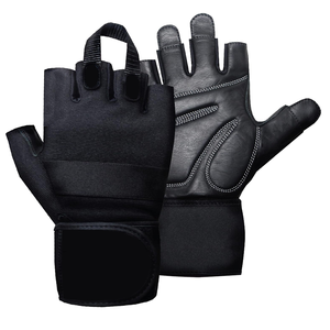 High Quality Lightweight Half Finger Weight Lifting <b>Gloves</b> Black PU Non-Slip Adjustable Wrist Strap Gym Fitness Cycling Unisex - Product Image 2