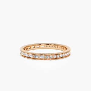 Elegante Anillo de Eternidad con Diamantes Cultivados en Laboratorio, Mitad Baguette y Mitad Redondos, de 0.45 Quilates, en Oro de 14K, Anillo de Boda Perfecto para un Amor Eterno - Product Image 6