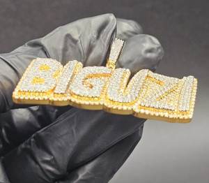 Pendentif Lettre Moissanite Iced Out en Argent 925 Plaqué Or 18K, Coupe Ronde Brillante, Breloque Hip Hop Unisexe - Product Image 5