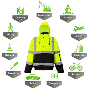 Veste de travail unisexe haute visibilité en polyester réfléchissant certifiée CE, rose avec bandes sur le capuche - Product Image 3
