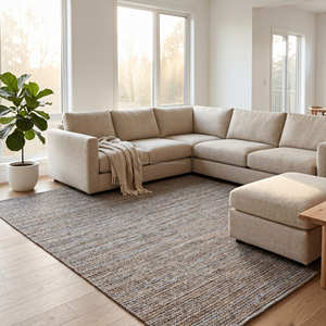 <b>Large</b> Cotton Area Rug Solid Color Eco-friendly Flat Weave Low Pile Natural Beige Tone 8x10 Living Room Rug Non Slip Rug Bedroom - Product Image 1