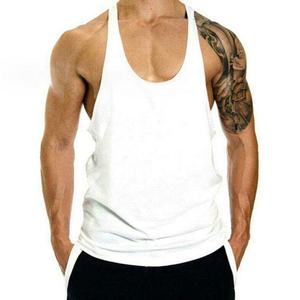 Camiseta sin mangas de algodón roja con cuello en V para hombre, logotipo personalizado impreso en la parte delantera, estilo casual transpirable, chaleco deportivo sin mangas de algodón unisex para hombre - Product Image 3