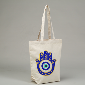 Sac fourre-tout en coton moyen personnalisé EWB avec fermeture à glissière, poignée de longueur de main, motif de lettres, usage quotidien, origine du Bengale occidental - Product Image 1