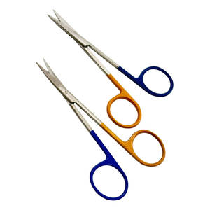 Tijeras de Disección Manuales Profesionales, Curvas y Rectas, Hojas de Acero Inoxidable, Puntas Afiladas de Precisión, Mango de Color Dorado y Azul - Product Image 1