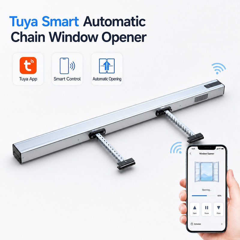 DC24V / AC110V~230V Tuya <strong>Window</strong> Opening 1200N Silent <strong>Smart</strong> Home Electric Automatic Double Chain <strong>Window</strong> Opener