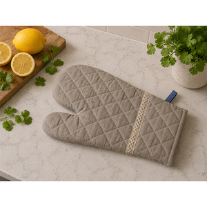 Quilted Cotton Oven Mitt Heat Resistant Washable Kitchen <b>Baking</b> Glove Lace Trim Dishwasher Safe - Product Image 2