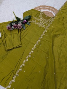 Hot Sale <b>Women</b> Green Embroidered Anarkali <b>Kurta</b> Pant Set Designer Ethnic Wear With Elegant Dupatta <b>For</b> Festive Wedding Party - Product Image 4