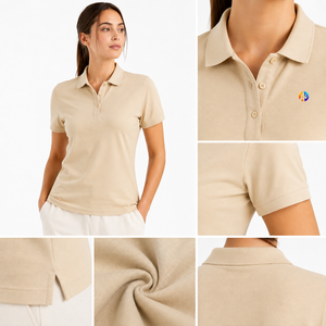 Polo élégant pour femme, confectionné en tissu doux et respirant, avec un col classique offrant confort, style et facilité d'association. - Product Image 5