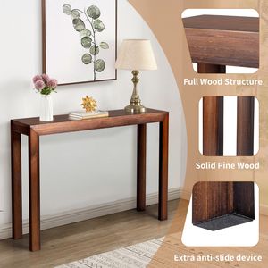 Consolle in Legno di Pino da 46 Pollici per Ingresso, Hotel, Soggiorno, Tavolino Stretto da Divano in Noce - Product Image 2