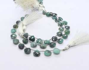 Esmeralda natural facetada en forma de corazón, tipo briolette, de 9 a 10 mm, cuentas de esmeralda auténtica, hilo de 6 pulgadas, cuentas de primera calidad en forma de corazón. - Product Image 5