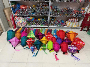 3 lanternes en soie de bambou de Hoi An, 35 cm, couleurs assorties, décoration de patio pour mariage - Product Image 3