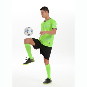 Conjunto de Fútbol para Hombre, Camiseta Verde Neón Sublimada, Pantalones Cortos Negros, Uniforme Transpirable de Poliéster, Personalizable con Nombre de Marca - Product Image 5
