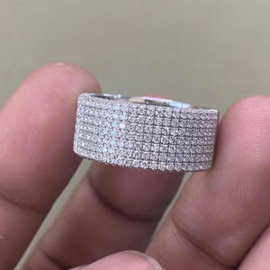 Iced Style Wide Pave <b>Set</b> Moissanite Diamond Engagement Wedding <b>Ring</b> for <b>Men</b> 925 Sterling Silver Hip Hop Luxury Statement Jewelry - Product Image 3
