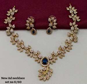 Gold Plated Flower Crystal <b>Necklace</b> Earring Set Women's Classic Wedding Jewelry Alloy Rhinestone Pear Cut Design - Product Image 2