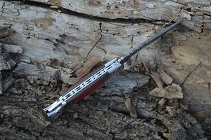 Cuchillo Plegable Multifuncional de Acero de Damasco con Mango de Madera Pakka de Color, Cuchillo de Camping, Set de Regalo, Cuchillo Personalizable OEM/ODM - Product Image 5