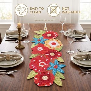Embroidered Floral <b>Table</b> <b>Runner</b> Bohemian Home Decor Washable Red Yellow Blue Pattern - Product Image 5