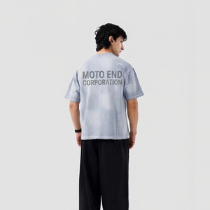 T-shirt surdimensionné Moto End Corporation pour homme, manches courtes, col rond, décontracté, en jersey de coton, imprimé avec motif de lettres, respirant, coupe ajustée - Product Image 3