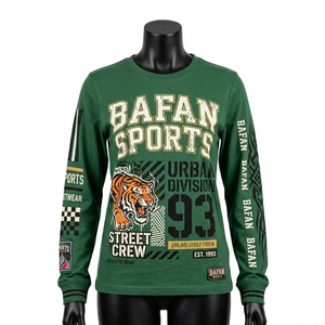 T-shirt à manches longues en jersey de coton premium 200 GSM, vert, impression graphique, logo personnalisé, streetwear, t-shirt à manches longues en coton - Product Image 3