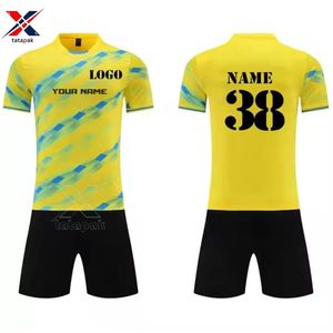 Maillots de football 7V7 légers et respirants pour hommes, col en V, manches courtes, nom et logo personnalisés, 100% polyester, séchage rapide, uniforme - Product Image 3