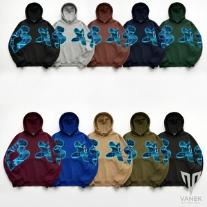 เสื้อฮู้ดผู้ชาย VANEK สีดำ ผ้าฟลีซ พิมพ์ลายวงจรสีนีออนสีน้ำเงิน ทรงปกติ สไตล์สตรีทแวร์รักษ์โลก เหมาะสำหรับใส่ในฤดูใบไม้ผลิ - Product Image 6