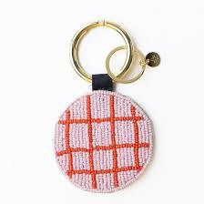NOUSHAD ARTISANAT NH-804 Porte-clés rond perlé avec motif circulaire coloré en toile tissée, léger, style classique - Product Image 4