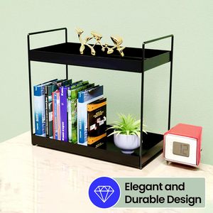 Modern Black Metal 2 Tier Countertop Organizer <b>Shelf</b> Kitchen Bathroom Storage <b>Rack</b> - Product Image 5