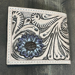 Fashion Men's Hand Tooled <b>Genuine</b> Leather Card Holder Wallet Vintage Embossed Poker Cards Design Short Fold Closure Daily Use - Product Image 5