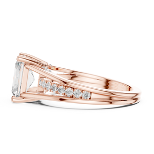 Rose Gold Radiant Cut <b>Diamond</b> Engagement <b>Ring</b> with Pavé Side Stones for Women Bridal Fine Jewelry - Product Image 5