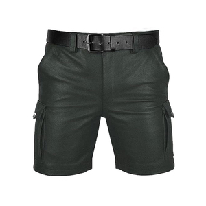 Shorts en cuir décontractés pour hommes de haute qualité 2026, 100 % cuir, séchage rapide, logo personnalisé, service OEM - Product Image 1