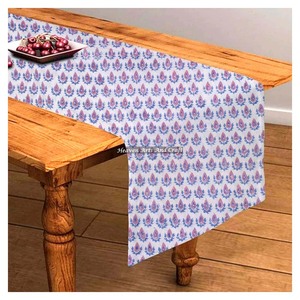 Custom Size Floral Hand Block Printed Eco-Friendly Cotton Cloth Table <b>Runner</b> Wedding Events Hotel Use Party For Wedding Events - Product Image 6