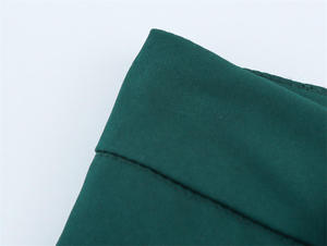 Pantalones Casuales de Pierna Ancha para Hombre, Cintura Media, Verde Oscuro, 100% Algodón, Cintura Elástica, Antiarrugas, Pantalones de Lona para Invierno - Product Image 4