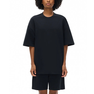 Camiseta de mujer de corte holgado, estilo cropped, con lavado ácido, informal, de manga corta, oversize, estilo vintage urbano, lisa, 100% algodón, 280GSM - Product Image 1