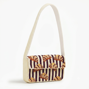 Sac à bandoulière perlé fait main motif feuille de lotus tigrée pour femme, pochette de soirée à rabat style jungle, sac sous le bras fantaisie - Product Image 4
