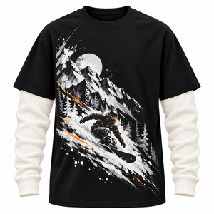 T-shirt en coton à manches longues pour homme, coupe oversize, style streetwear snowboarder, en tissu éponge, anti-plis, séchage rapide, OEM ODM, mode décontractée - Product Image 1