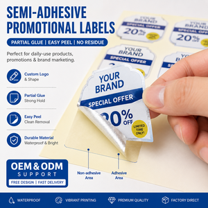 Étiquettes adhésives personnalisées, autocollants imperméables à colle partielle, décalcomanies promotionnelles pour bouteilles, emballages et produits quotidiens - Product Image 1