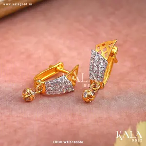 Boucles d'Oreilles Créoles à Clip Tendance en Or 18 Carats avec Diamant, Bijoux de Mode Ethniques pour Femmes - Product Image 2