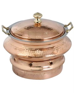 Olla para calentar comida árabe redonda de acero inoxidable chapada en oro con tapa de 24 cm de diámetro - Product Image 4