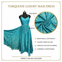 Luxuriöses 100% Habotai Seidenkleid - Exklusives Saree-Print Hochzeitsgast Maxikleid