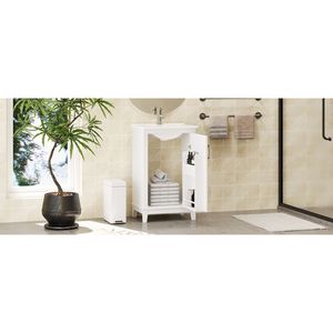 Mobile Bagno Moderno da 20 Pollici con 1 Anta Soft-Close, Lavabo in Ceramica e Ampio Spazio di Stoccaggio - 20*15.5*33.3 Pollici - Product Image 4