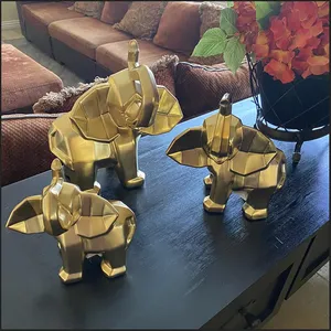 Figura de Elefante de Latón Chapado en Oro, Escultura Artística Moderna, Decoración para el Hogar, Tema Animal, Técnica de Fundición - Product Image 3