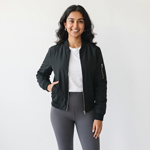 OEM Quilted Knitted Nylon Sleeve Pocket <b>Women's</b> Fashion Streetwear Lightweight Windproof <b>Zip</b>-<b>Up</b> Bomber <b>Jacket</b> - Product Image 1