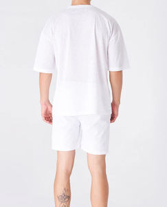 Vêtements pour hommes de marque tendance : T-shirts et shorts à motifs en pur coton épais, avec taille élastique, style décontracté - Product Image 2