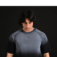 Camiseta de cuello redondo de algodón 100% de corte holgado, estilo vintage, con lavado ácido, estampado 3D de espuma personalizado y efecto puff en la parte delantera para hombre.