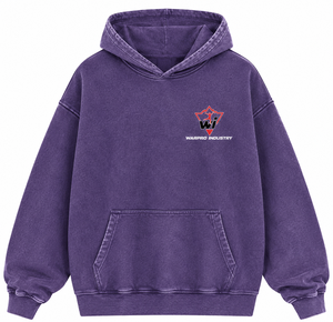 Sudadera con capucha morada personalizada al por mayor, unisex, oversize, estilo streetwear, con bolsillo canguro y puños acanalados - Product Image 1