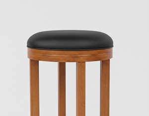 Taburete de Bar Redondo Moderno de Madera de Caucho con Diseño Completamente Redondo, Duradero y Fácil de Limpiar, Muebles para Sala de Estar - Product Image 3