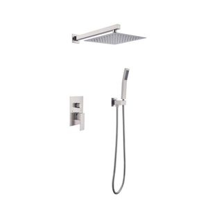 Sistemi Doccia Contemporanei da 10 Pollici con Miscelatore a Doppia Maniglia a Parete, Set Completo di Doccia a Pioggia di Lusso - Product Image 1