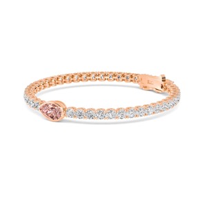 Bracelet luxueux en or rose et or blanc 9 carats avec diamants de laboratoire roses en forme de poire, 9,19 CTW - Product Image 5