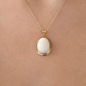 Collar con Colgante de Madreperla, Plata de Ley 925, Chapado en Oro de 14K, Joyería para Niñas y Mujeres, Regalo - Product Image 1