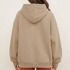 High Quality Women's Oversized Hooded Sweatshirt Solid Color <b>Drop</b>-Shoulder Full Sleeve 100% Cotton Fleece Breathable Casual - Product Image 3